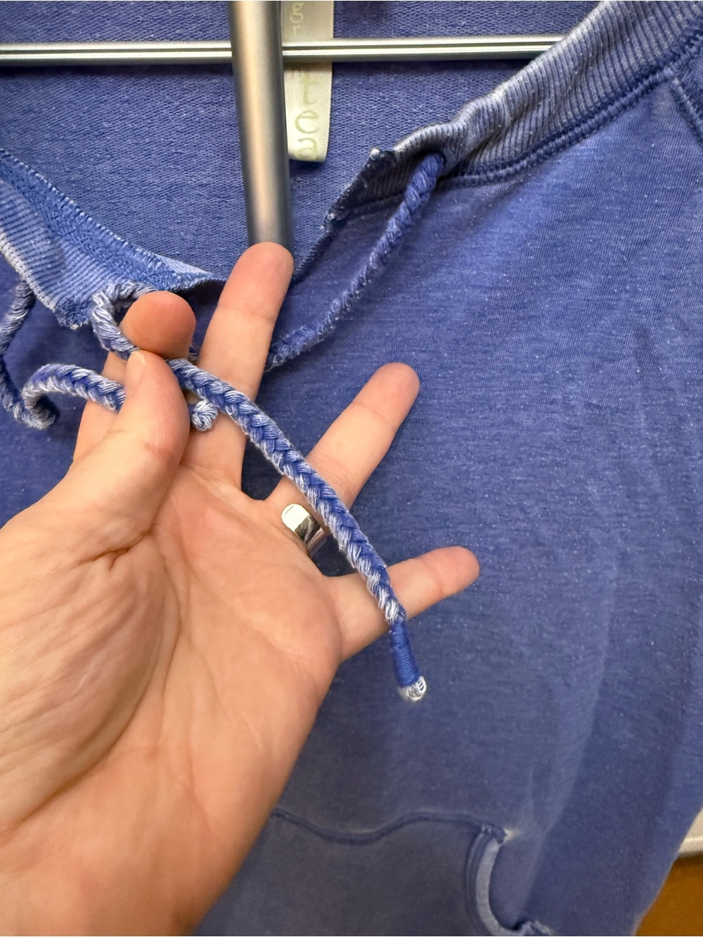 GreenTea Short Sleeve Hooded Pullover in Royal Blue - Picture 3 of 7